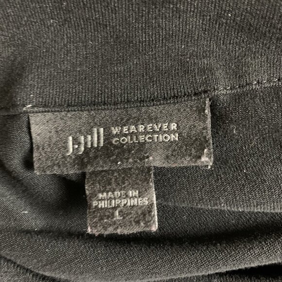 J. Jill Wearever Black Button Shoulder Top Large Minimalist Stretch Travel Wear - Picture 4 of 5